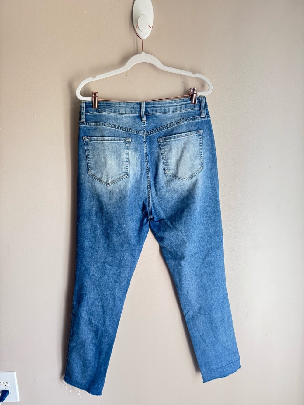 Fashion Nova Women Jeans Blue Cotton Blend High Rise Distressed Regular Denim 11 - Picture 3 of 10